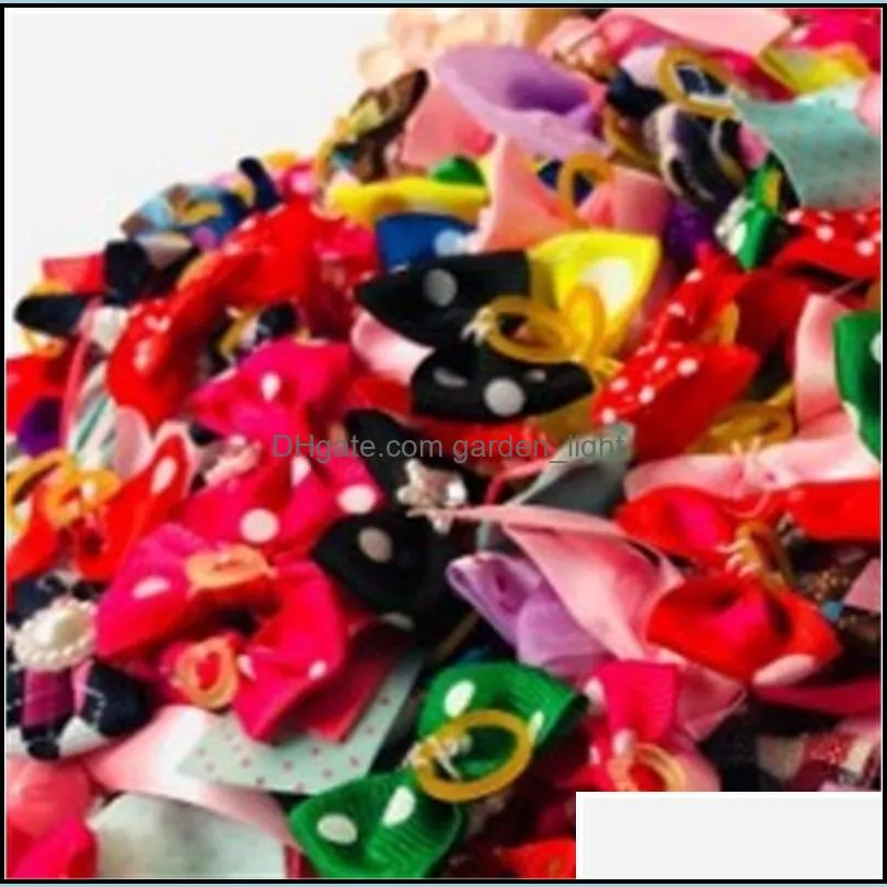 pet dogs bows hairpin belt bow speckle dog cat hair elastics animal hairpins solid color supplies beads decoration