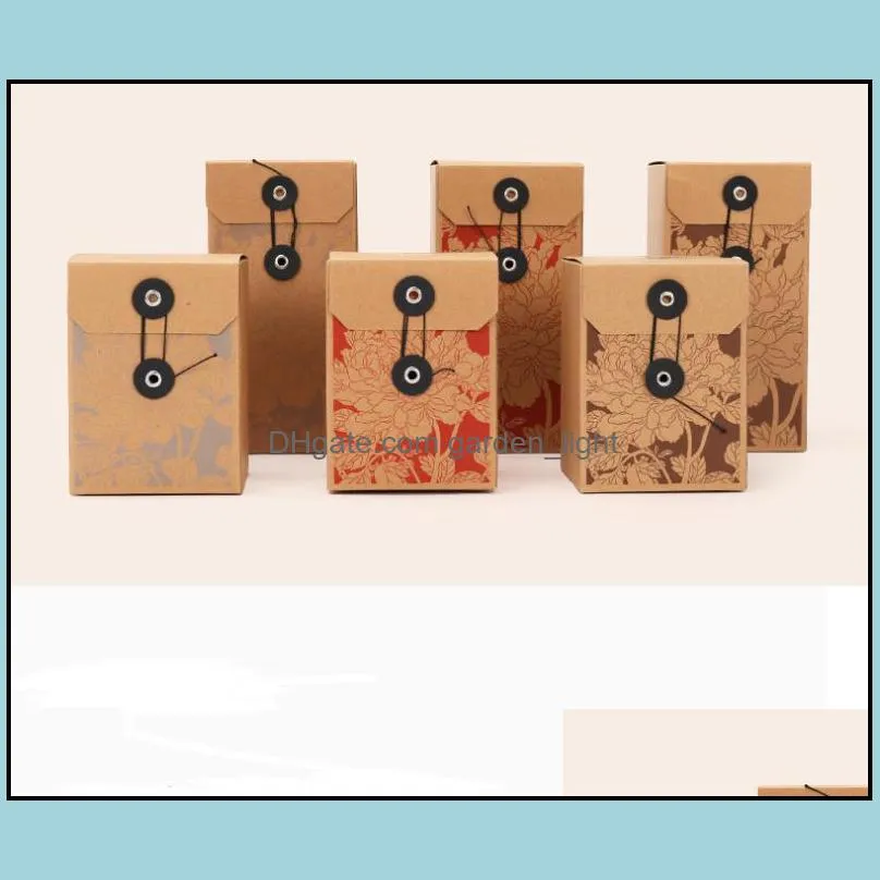retro kraft paper tea packaging boxes empty folding gift boxes for herbal flower tea wholesale sn3674