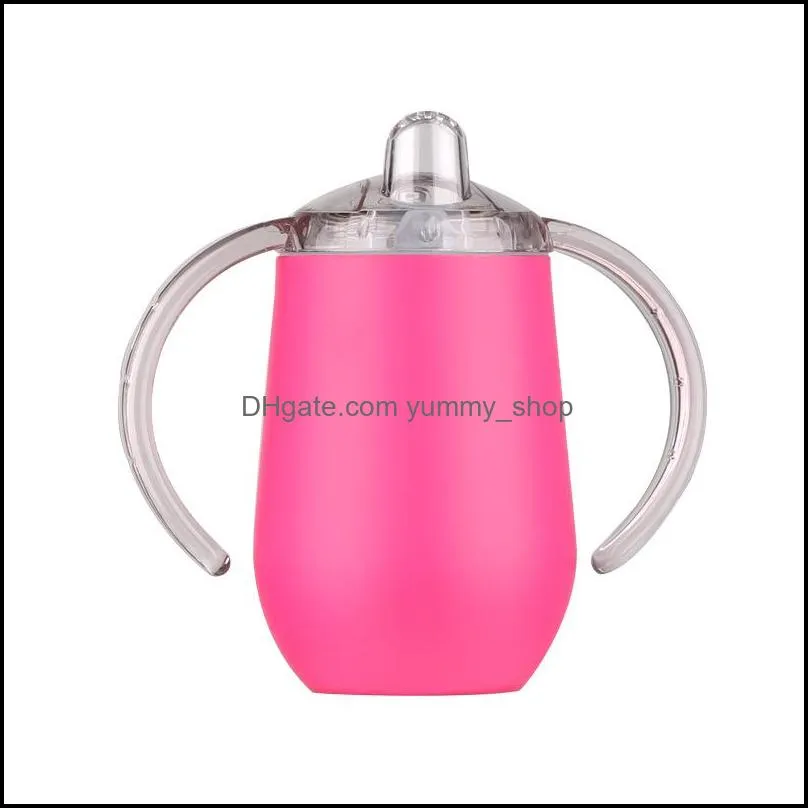 sippy cup with handles stainless steel tumbler vacuum insulated tumber leak proof travel mugs baby kids water bottle 10oz wq113