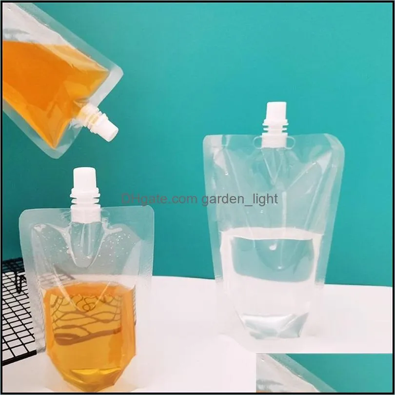 disposable cups 100 pack standup plastic drink packaging bag spout pouch for beverage liquid juice milk coffee 2842 q2