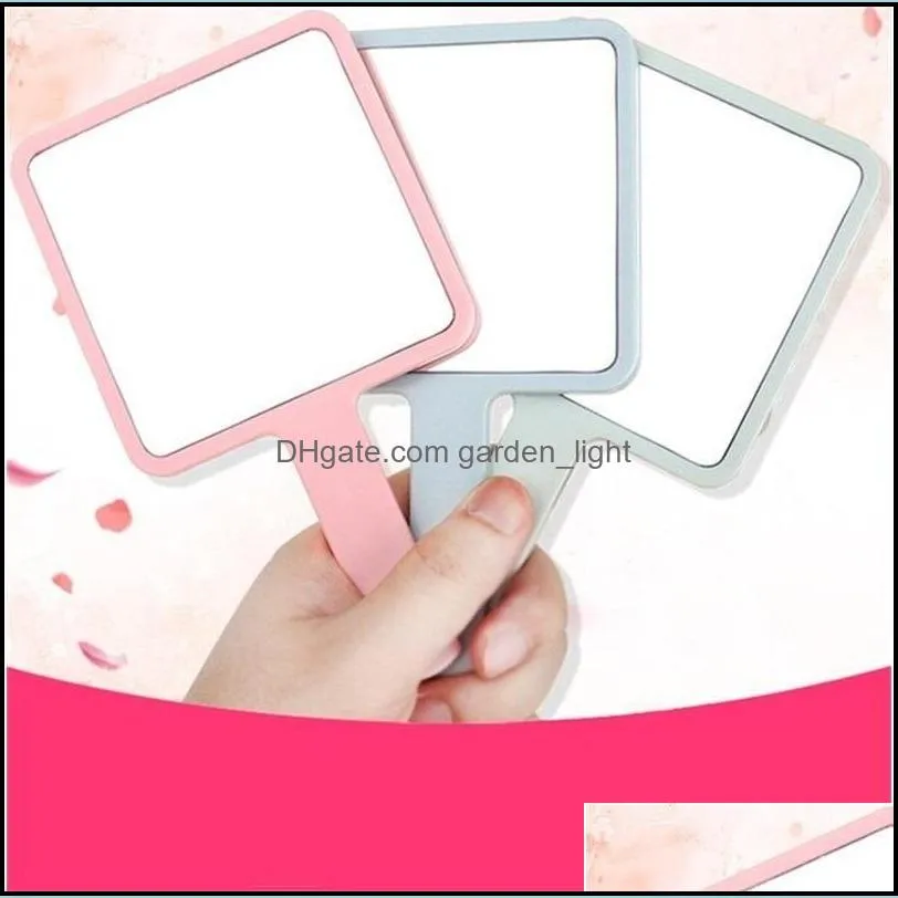 plastic square handle mirrors make up hand holdable glass multi color mirror home makeup decoration fashion 4ch g2