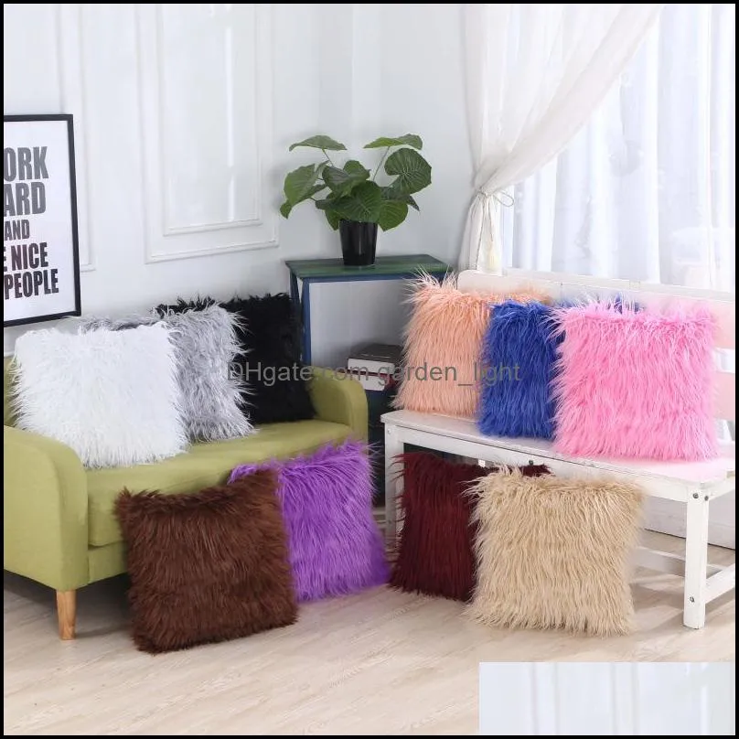 square plush pillow case pure color eco friendly fashion cushion cover pattern with different colors 11 5yl j1