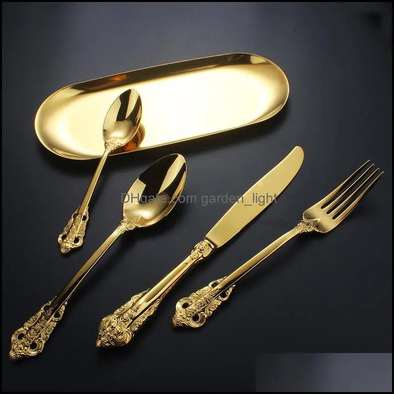 stainless steel tableware set restoring ancient palace series knife fork spoon sets el western style food steak tablewares 37 8dm2