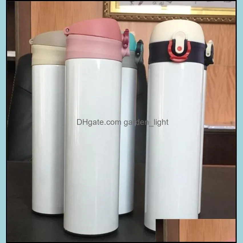 12oz sublimaton water bottle p o heat transfer insulated thermal thermos stainless steel drinking bounce lid sublimation flask 728