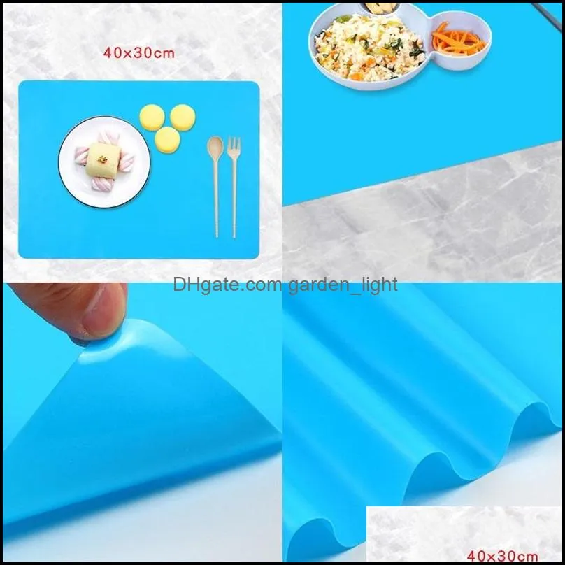 40x30cm silicone table mat children placemat non slip soft square foldable knead dough pad kitchen tool polychromatic 3 6cs