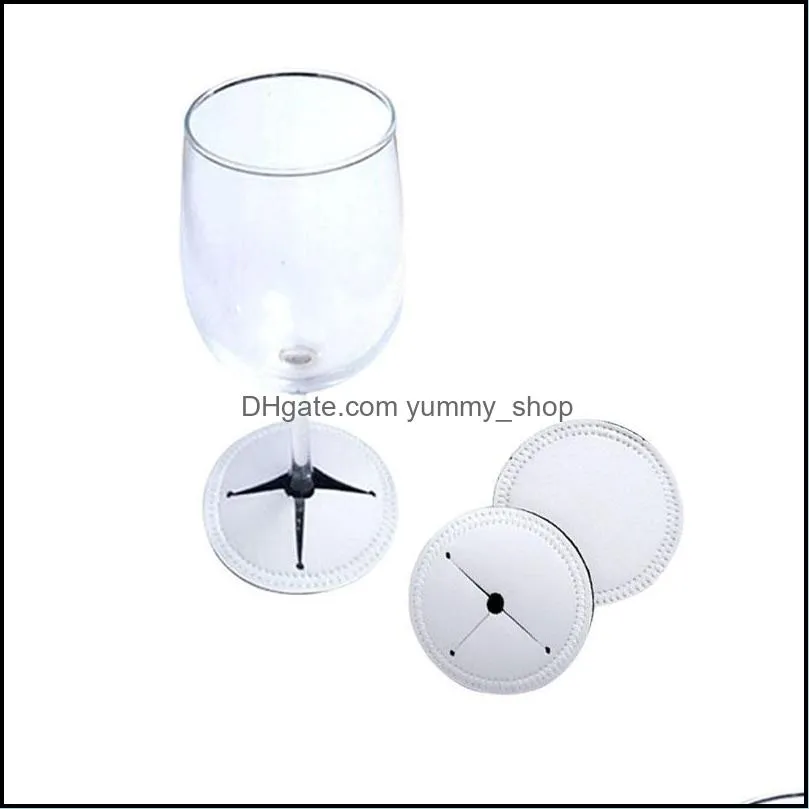 drinkware gift sublimation blank white double layer wine glass coaster neoprene table coasters goblet base protector for cups party bar decor accessories