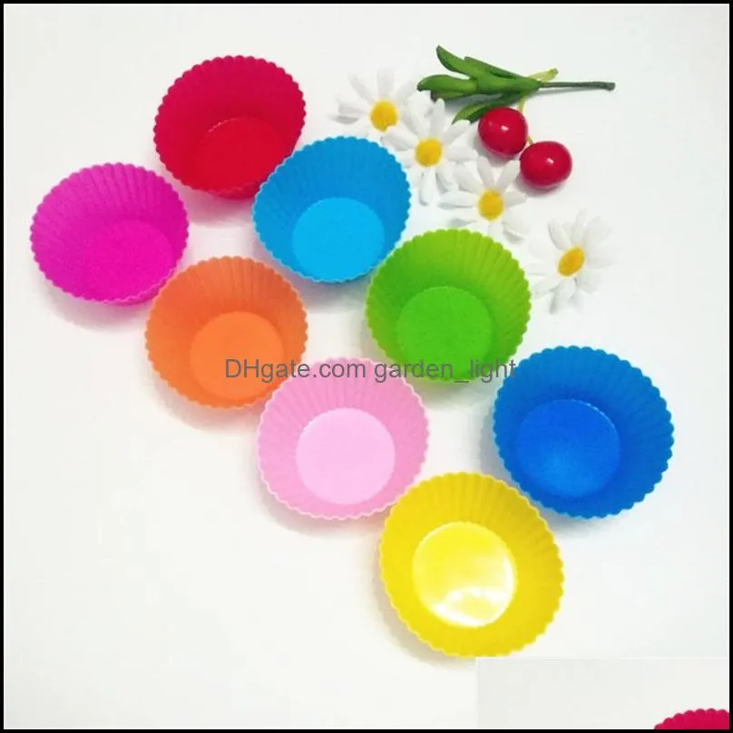  fashion 7cm round shape silicone muffin cases cake cupcake liner baking mold 7colors choose ly 449 v2