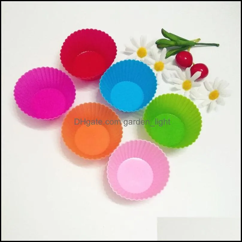  fashion 7cm round shape silicone muffin cases cake cupcake liner baking mold 7colors choose ly 449 v2