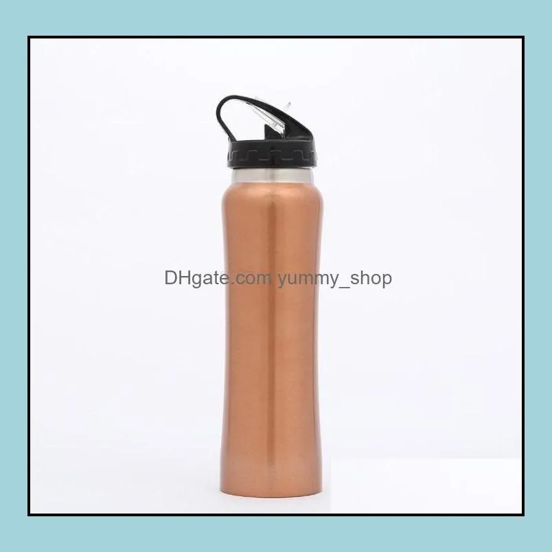 stainless steel vacuum cup water bottle straw cup lid integrated water bottle coffee beer mugs pure color tumblers wy350w