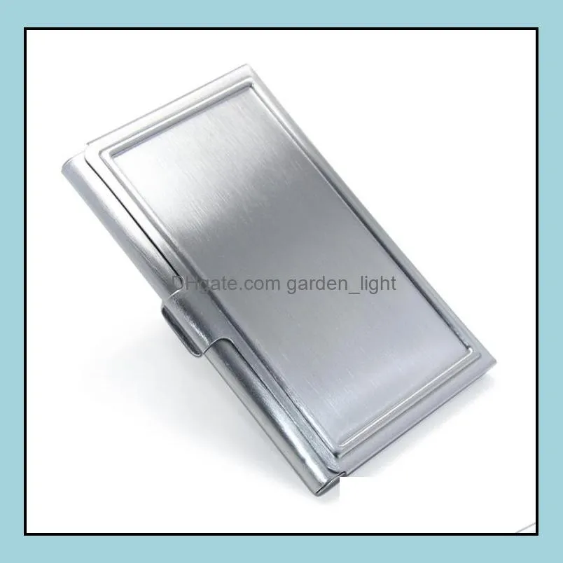 500pcs blank diy stainless steel metal business credit id card files pocket case box keeper holder sn4186