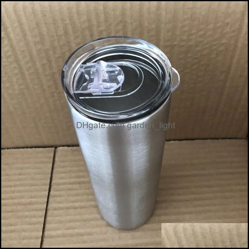 20oz white straight mug diy tall cups with lid stainless steel vacuum insulated sublimation tumbler water bottle