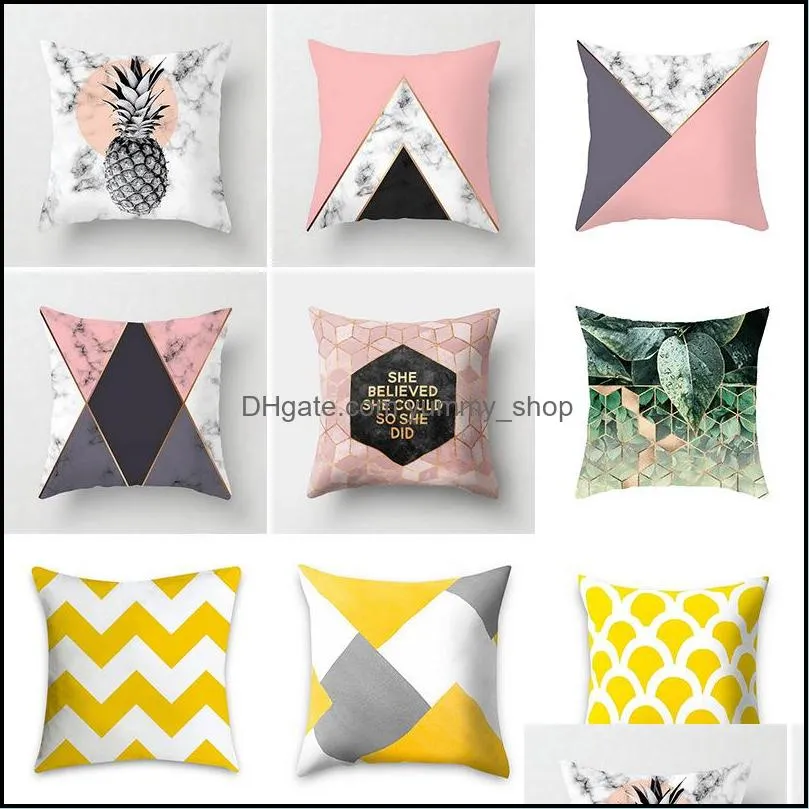 pillow case 45x45cm yellow striped pillowcase geometric throw cushion cover printing bedroom office wy1430