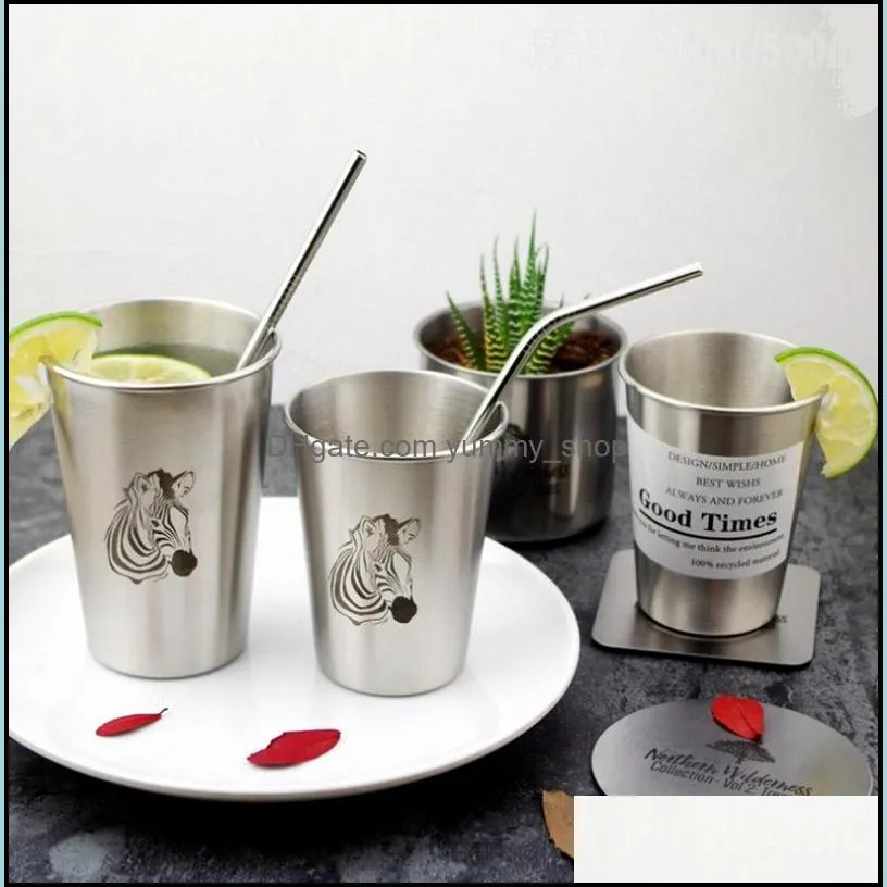 coffee mugs stainless steel s glass wine glass cold water cup car drinkware bird zebra deer with straw 5 designs