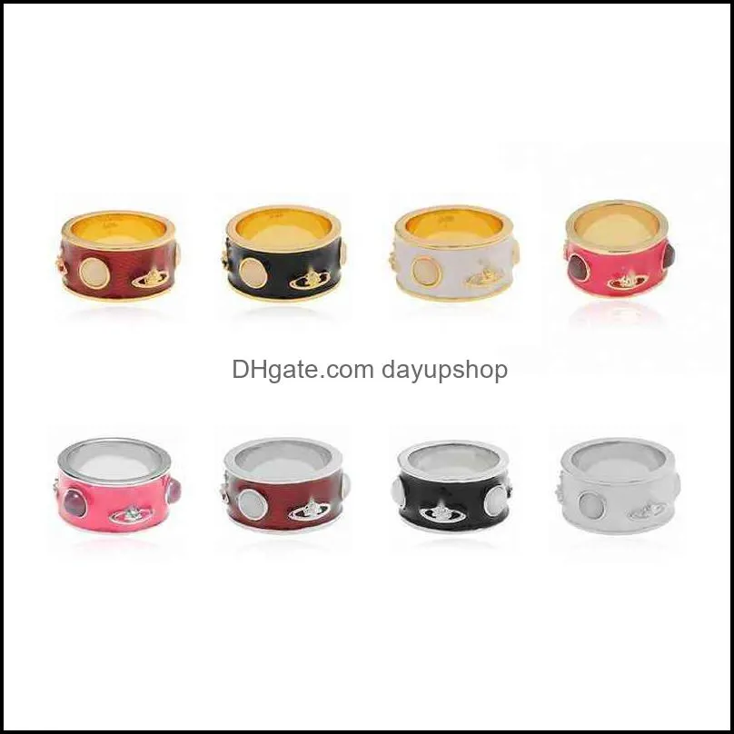  selling vivi ring tide brand vw classic saturn enamel color band rings men and women punk hip hop accessories high quality jewelry valentines day