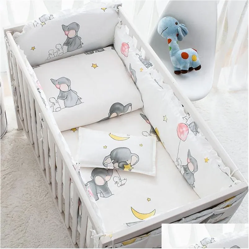 6/9pcs elephant baby bedding set cotton bedroom decor baby girl boy crib bed linens bed bumper 120x60/120x70cm 220526