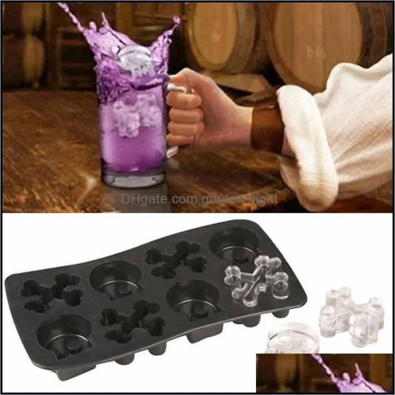 skeleton ice tray 8 holes silicone skull ice cube molds halloween party horror chocolate home ice cream drinking diy supplies vt1514