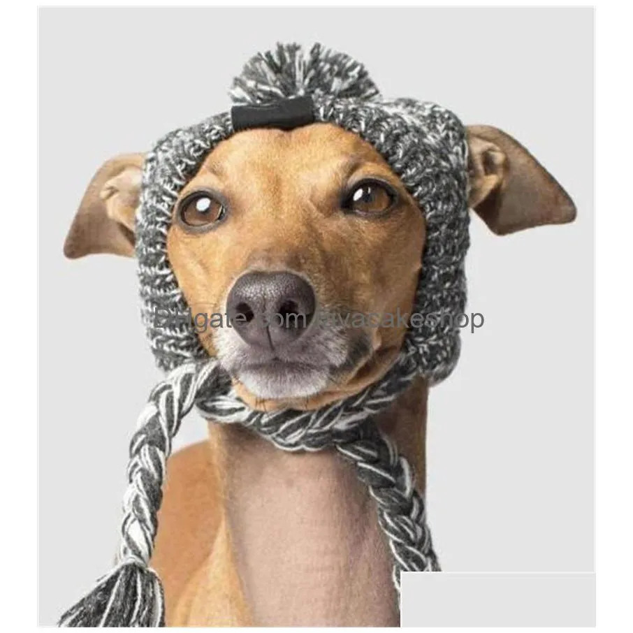 dog apparel autumn winter fur ball keeps warm and windproof puff balls knitting method dogs fighting hat pets headgear 107 v2