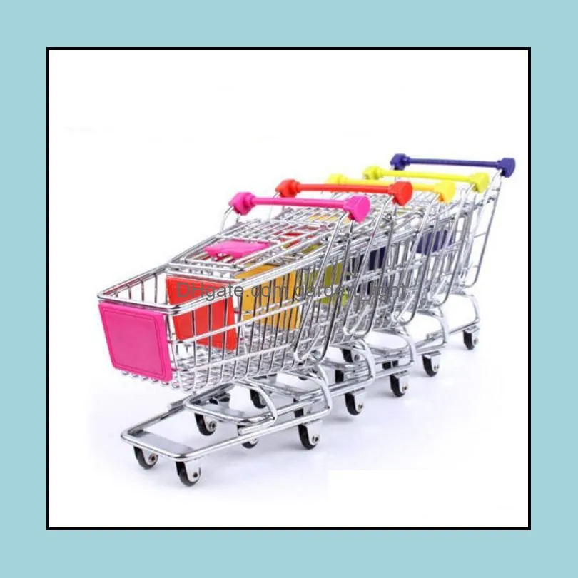 mini supermarket shopping cart trolley toy creative phone pen organizer storage box collect tools for kids children toys gifts sn451