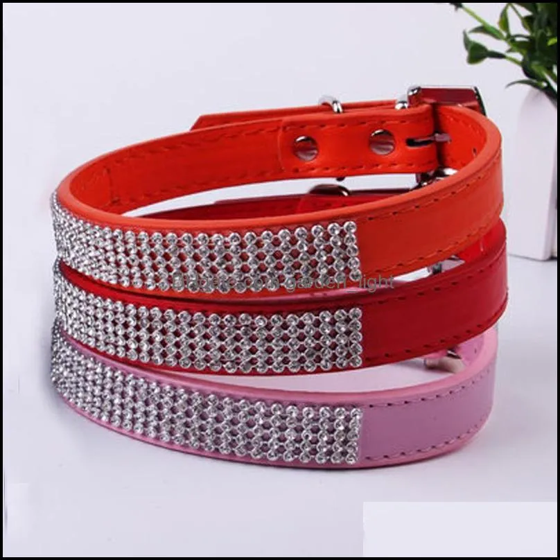 wholesale 6 colors 4 size adjustable suede leather dog collars cute pet rhinestone lightweight portable delicate dog collars dh0286