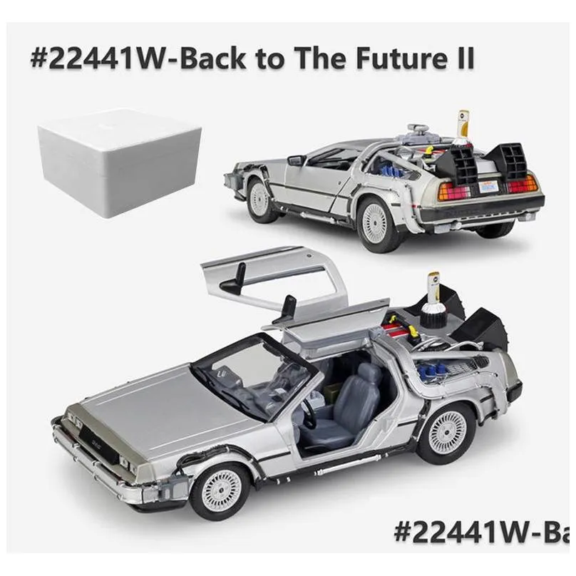 124 mini model alloy die cast car dmc12 back to the future pull back inertia metal diecast car collection gifts toys for boys 220317