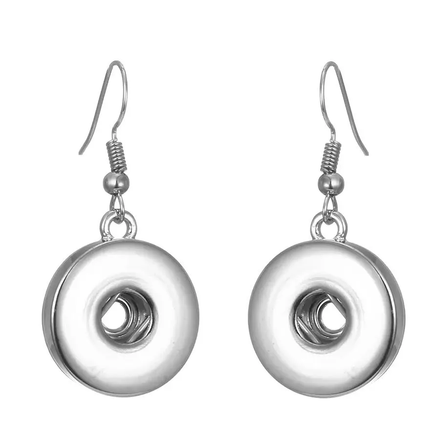 silver plated 12mm 18mm snap button dangle earrings for women snaps buttons jewelry