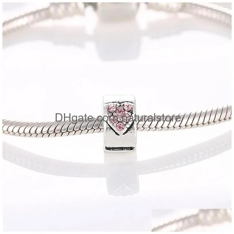 fits pandora bracelets pink silver safety antidropclip buckle charm bead stopper beads for wholesale diy european sterling necklace