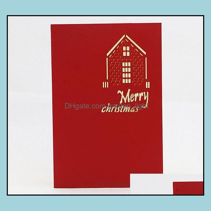 100pcs christmas cards 3d  up merry christmas series handmade custom greeting cards xmas gifts souvenirs postcards sn3505