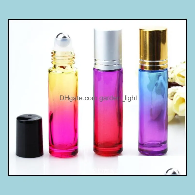 10ml glass roll on bottles gradient color roller bottles with stainless steel balls rollon bottle perfect for essential oils sn498