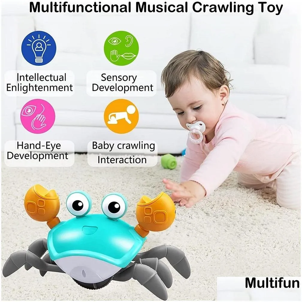 electronic pets baby toy walking crab for babies induction escape octopus crawling with music light up jhoe drop 221021