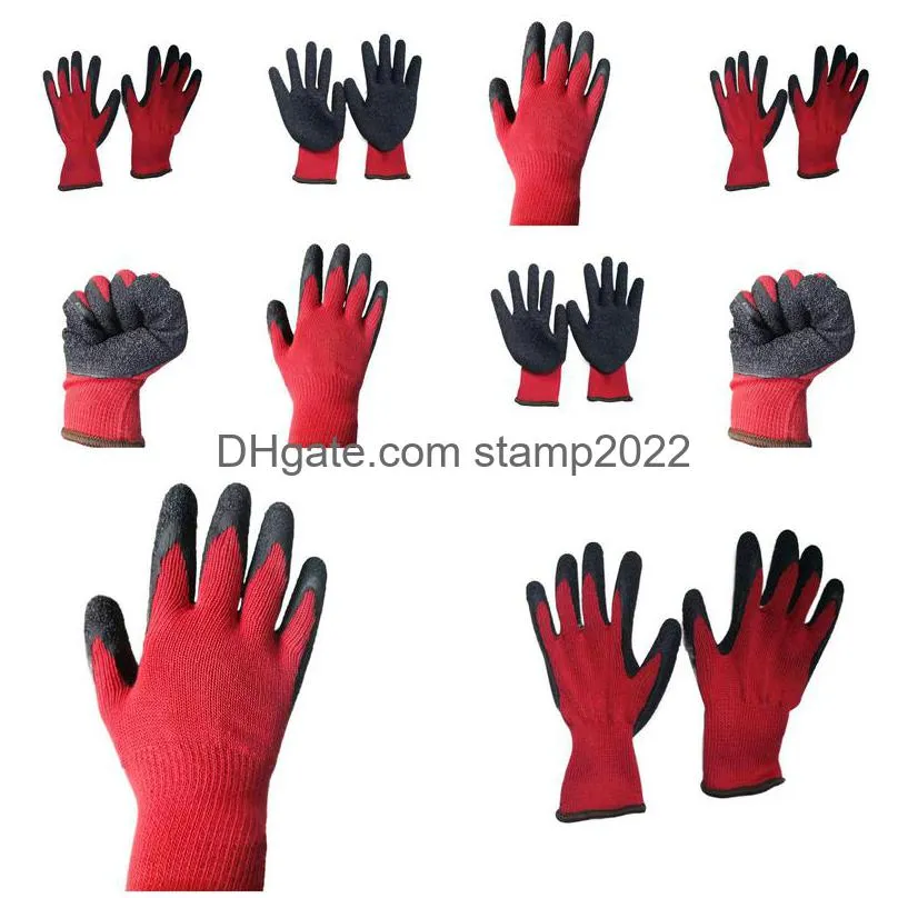 other garden supplies labor insurance gloves 13pin wrinkle gloves red yarn nylon black latex dipped wearresistant nonslip spot