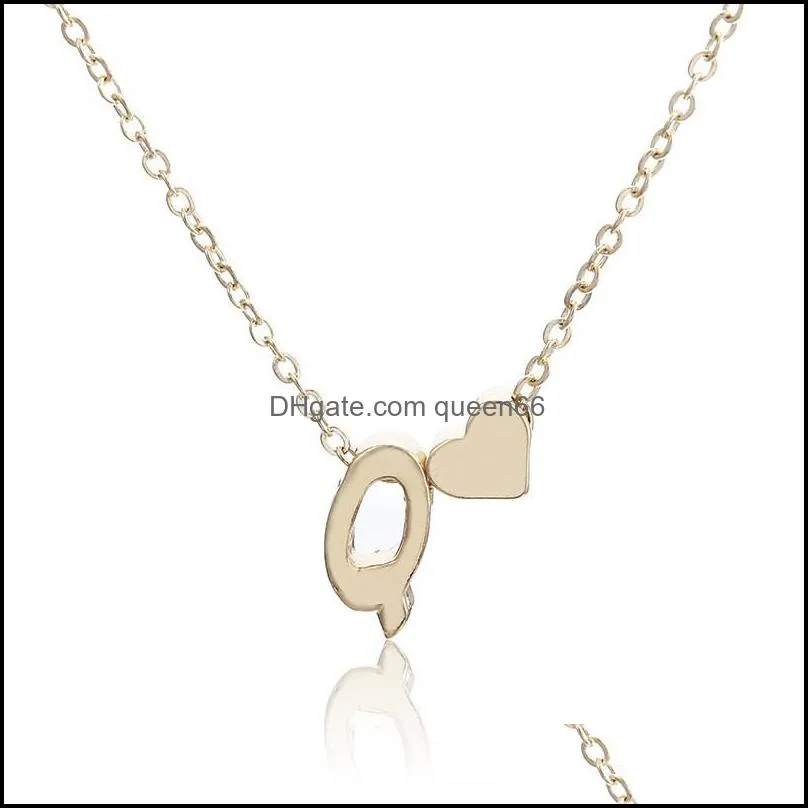 26 intial letter alphabet heart pendant necklace gold color az alphabet necklace chain for women valentines day gift z
