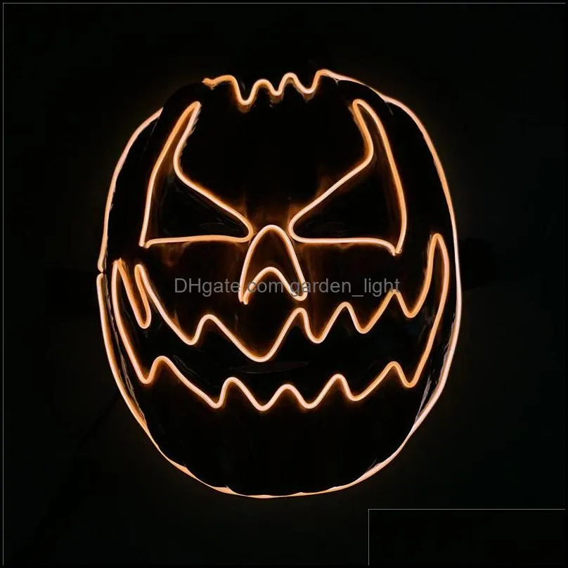 pumpkin shape halloween mask led light up party mask el wire glow in dark pumpkin funny masks festival cosplay costume supplies dbc