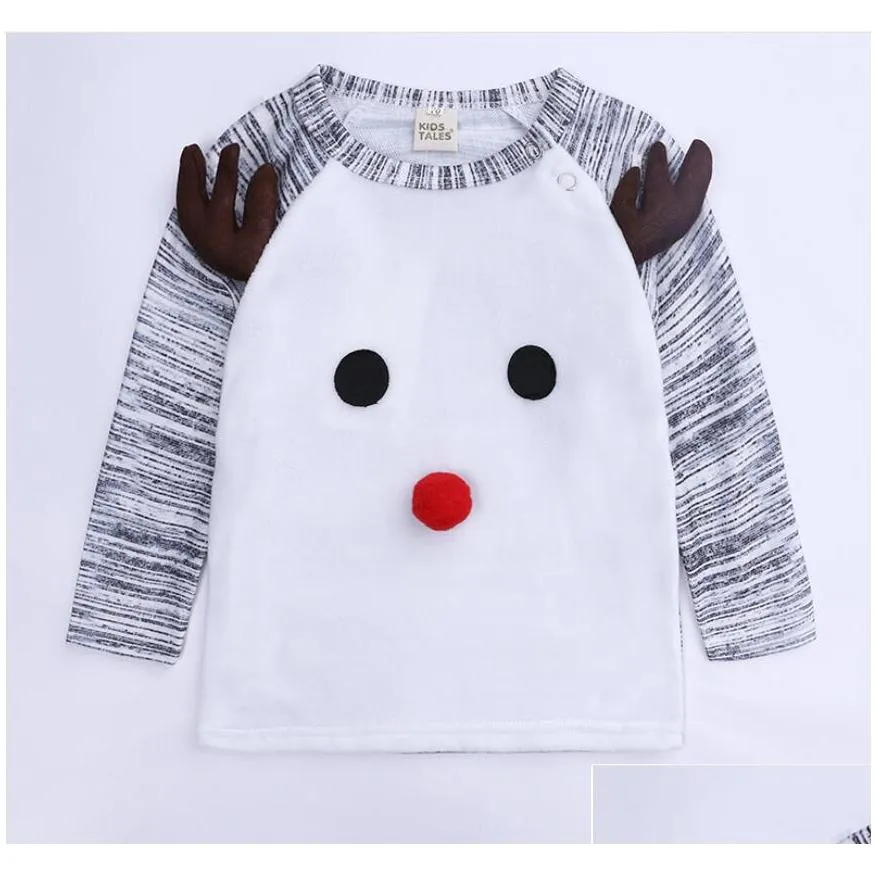 ins boy christmas long sleeve milu deer print tops and pants set baby oneck tshirt and trousers suit kids two pieces clothes kd 002
