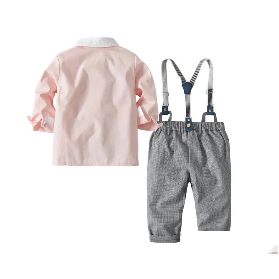 boy tshirt and pants with braces set baby spring and autumn suspenders suit kids tops and trousers two pieces children clothes xam