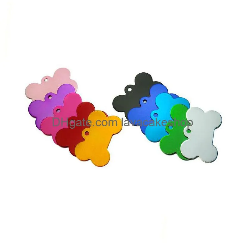 100 pcs/lot mixed colors dog tag double sides bone shaped personalized dog id tags customized cat pet id tags name phone no. id card 116