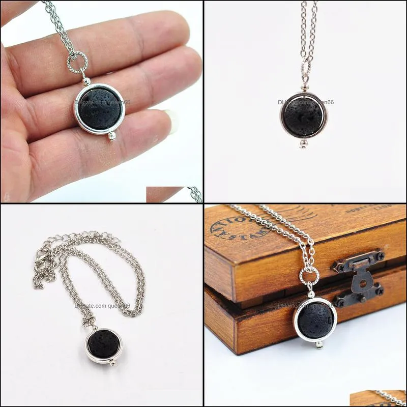 fashion 14mm lava stone bead necklace volcanic rock aromatherapy essential oil diffuser necklace for women jewelry