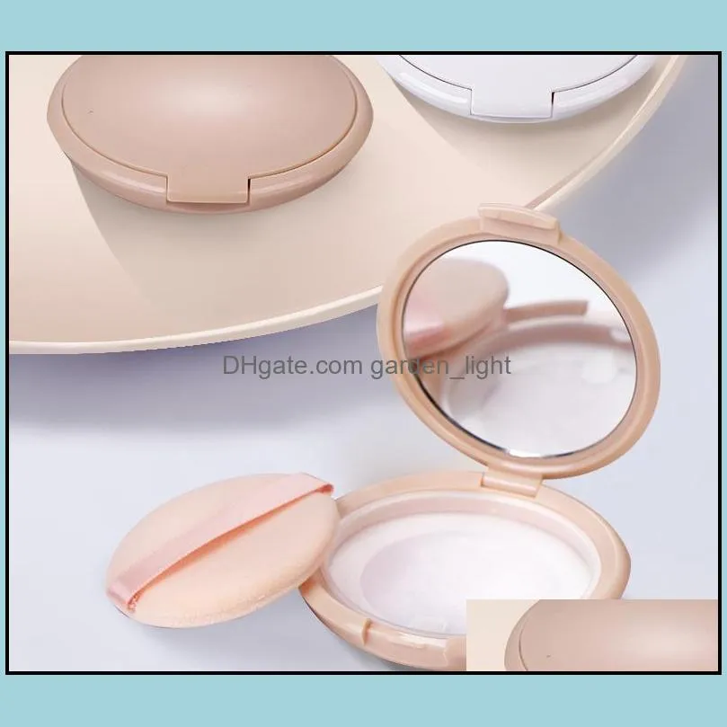 portable ultrathin cosmetic powder case box with mirror empty loose powders jar sifter pink white color sn3893