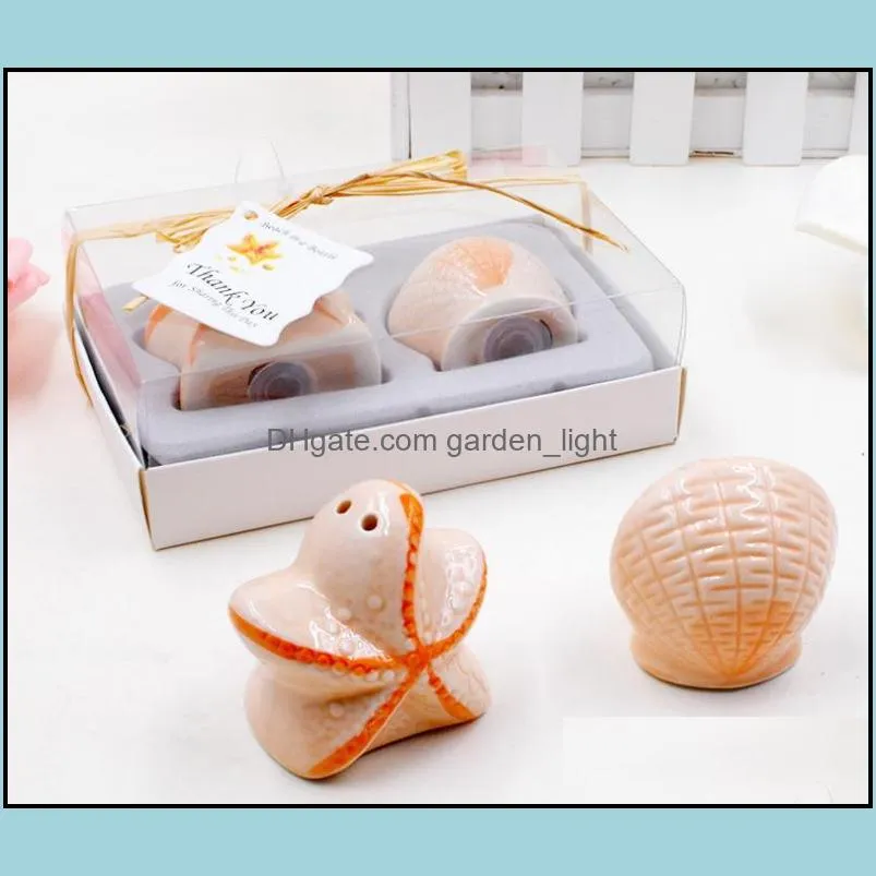  wedding favors 200 pieces/lot wholesale beach style seashell and starfish salt and pepper shakers party gifts sn011