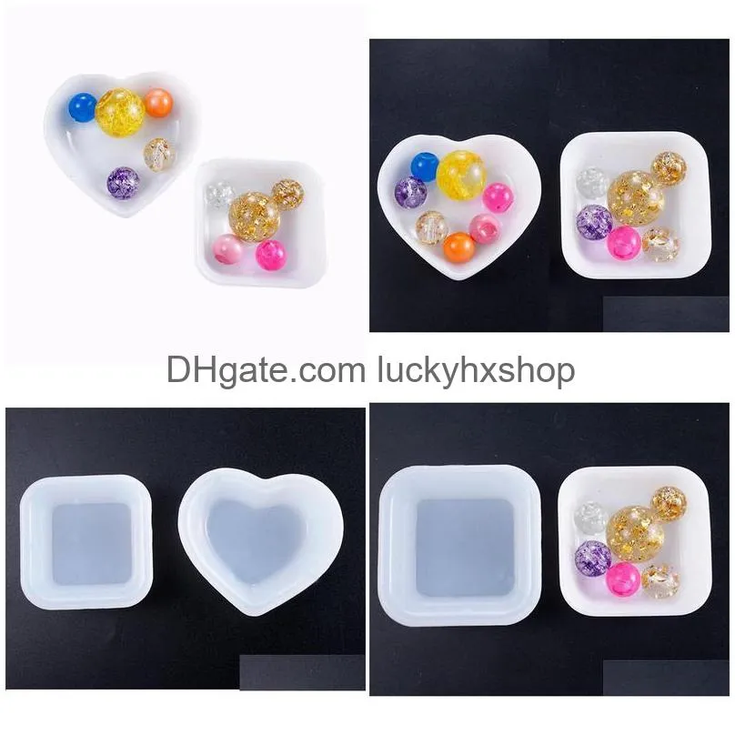 heart square plate silicone mold dish mould for jewelry resin handmade diy epoxy resin molds mini beads container c3