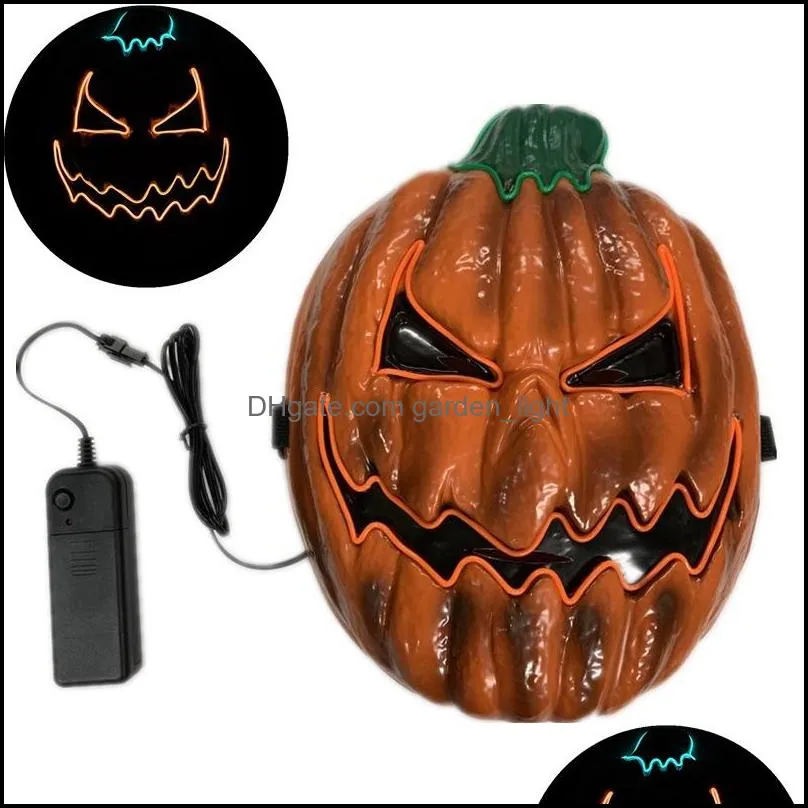 pumpkin shape halloween mask led light up party mask el wire glow in dark pumpkin funny masks festival cosplay costume supplies dbc