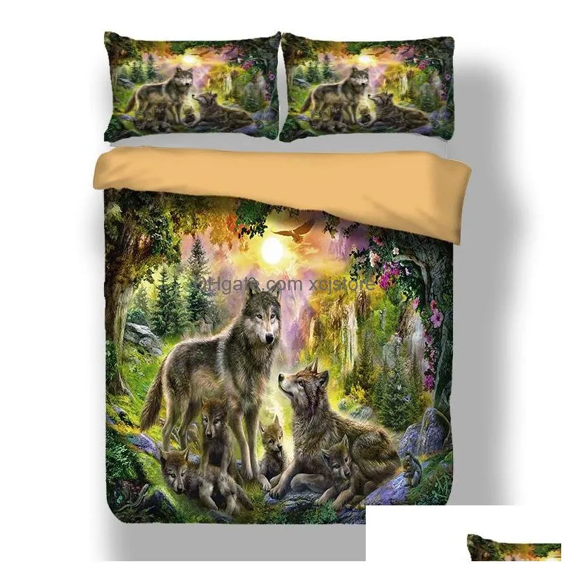 3d bed linens wolf duvet cover set animal printed single twin full queen king euro bed quilt cover bedding sets with pillowcases