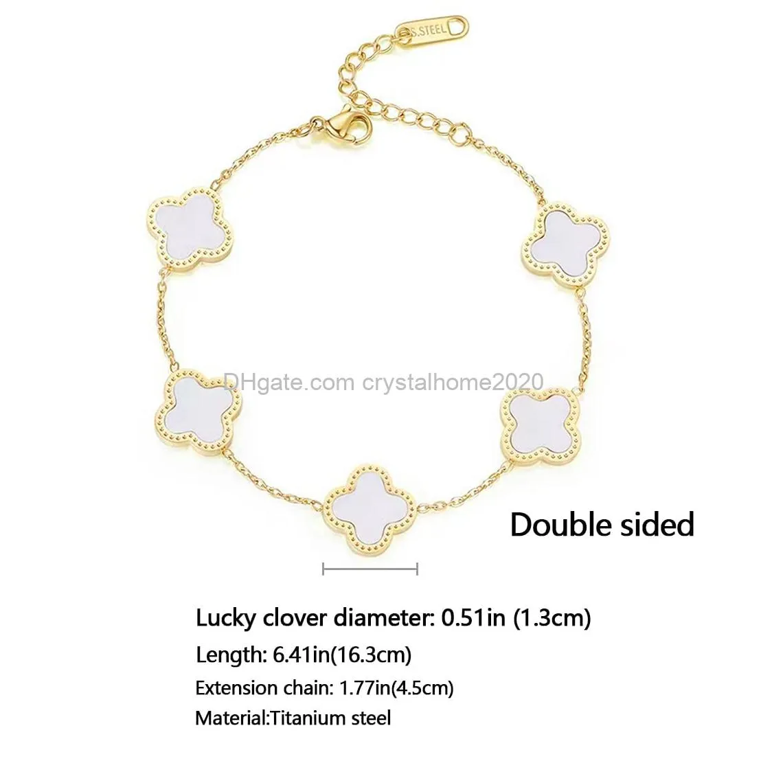 18k plated gold bracelets fashion for women adjustable charm link cute lucky clover bracelets womens girls gift jewelry