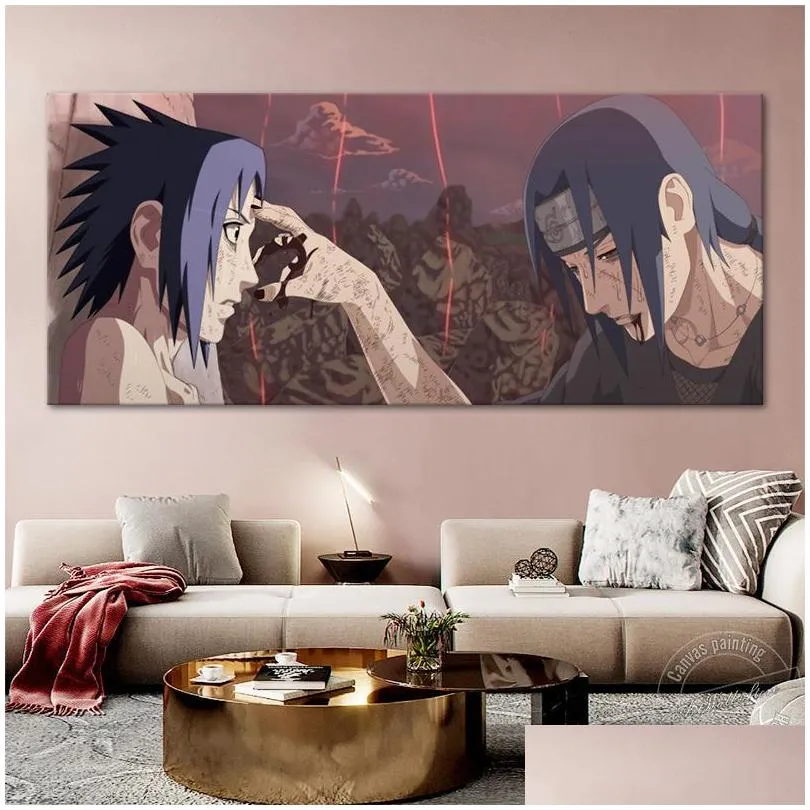 no frame anime poster naruto sasuke vs itachi hd canvas art wall picture home decor sofa background wall decor birthday gifts lj201128