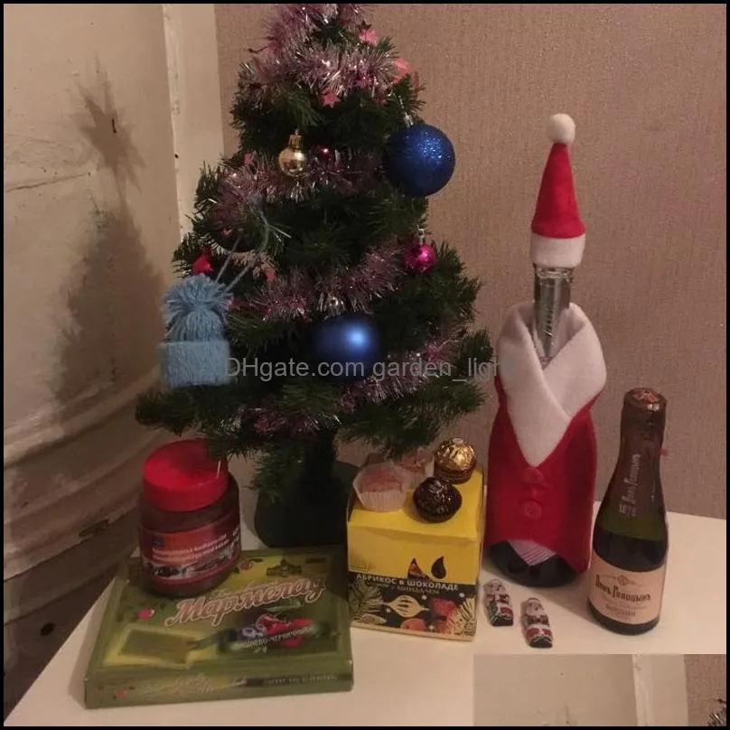 christmas decoration red wine bottle cover clothes with hat for novelty christmas beer bottle sleeve christmas dinner party gift