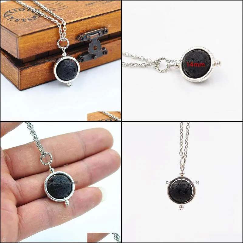 fashion 14mm lava stone bead necklace volcanic rock aromatherapy essential oil diffuser necklace for women jewelry