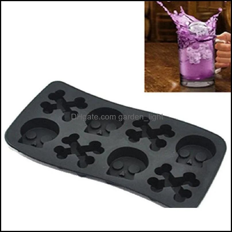 skeleton ice tray 8 holes silicone skull ice cube molds halloween party horror chocolate home ice cream drinking diy supplies vt1514