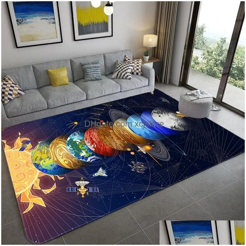 space universe planet 3d floor carpet living room large size flannel soft bedroom rug for children boys toilet mat doormat 201212