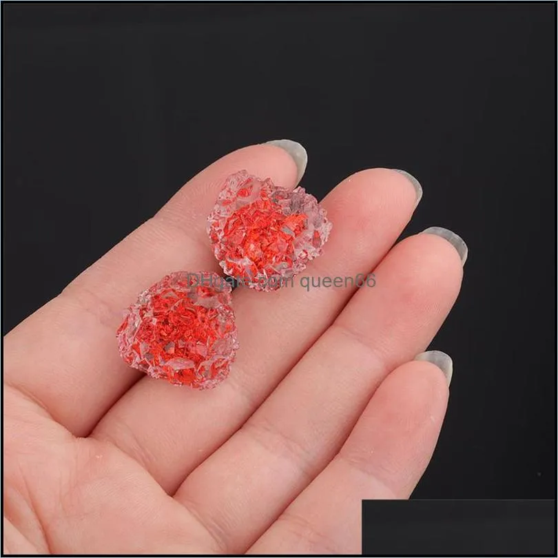new irregular crystal cluster flower resin mold crystal colorful resin druzy stud earring for women girls valentines day jewelry