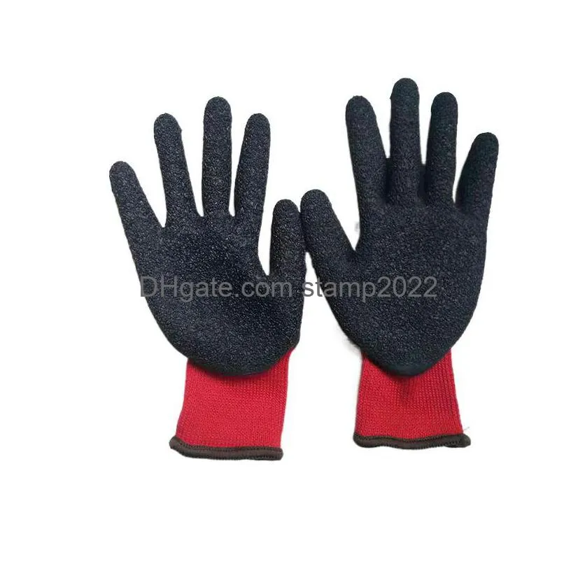 other garden supplies labor insurance gloves 13pin wrinkle gloves red yarn nylon black latex dipped wearresistant nonslip spot