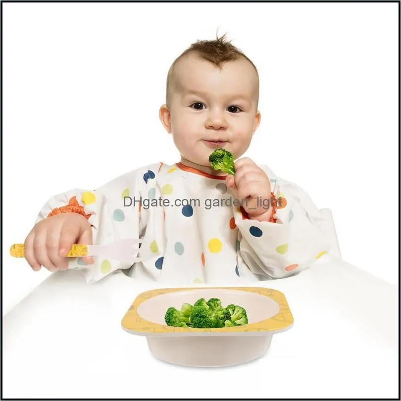 1 set of 5 pcs bamboo kids tableware fiber plate bowl spoon forks cup set toddler cutlery bamboo fiber kids tableware1